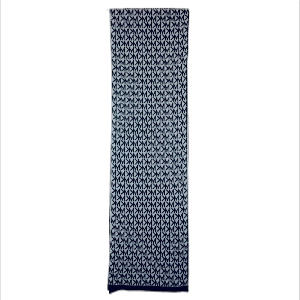 NWT Michael Kors: Black, Gray & Black Logo Scarf - Picture 4 of 6